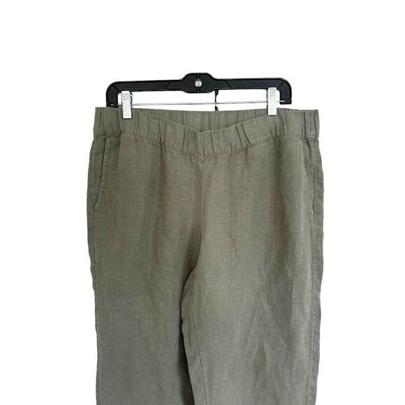 Pure J Jill Sage Green 100% Linen Wide Leg Pull On Pockets Crop Pants Medium M - Picture 3 of 8